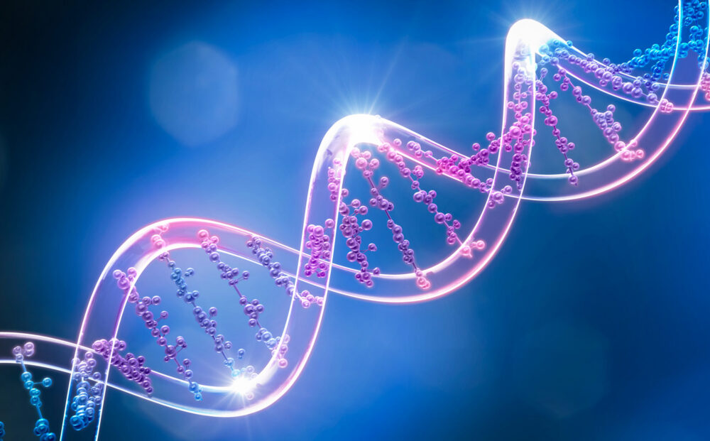 DNA Helix structure, Science and technology Background. 3d illustration.